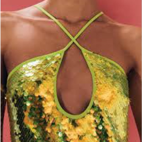 Cult Gaia Women Green Lily Sequin Sleeveless Dress Size S - Picture 8 of 12